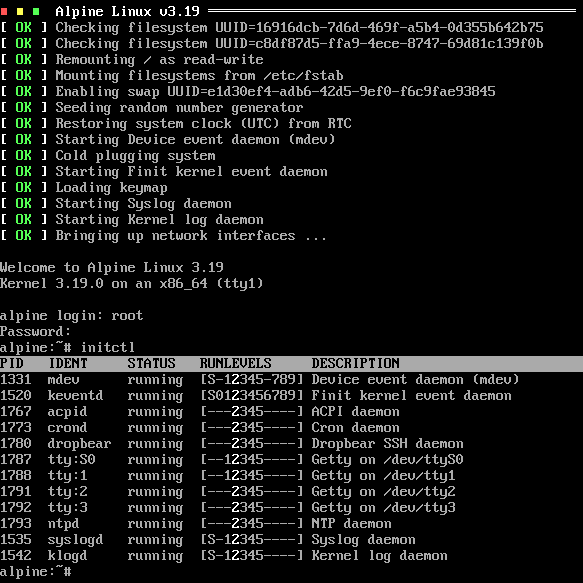 Alpine Linux v3.19 with Finit v4.7