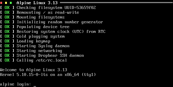 Alpine Linux started with Finit