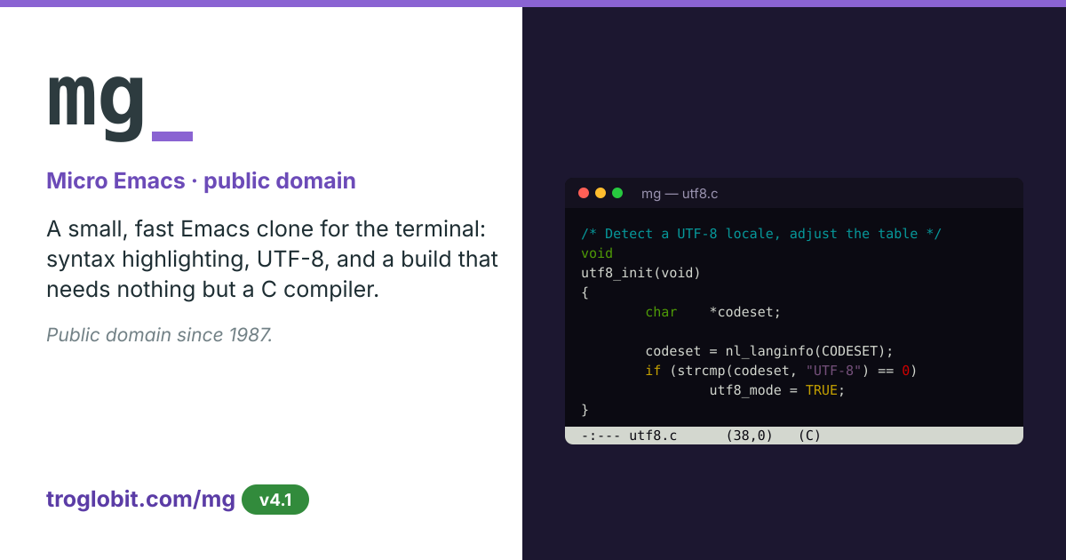 Micro Emacs for the terminal social card