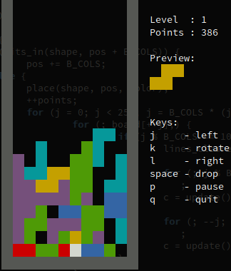 Color screenshot of Micro Tetris 1.4.0