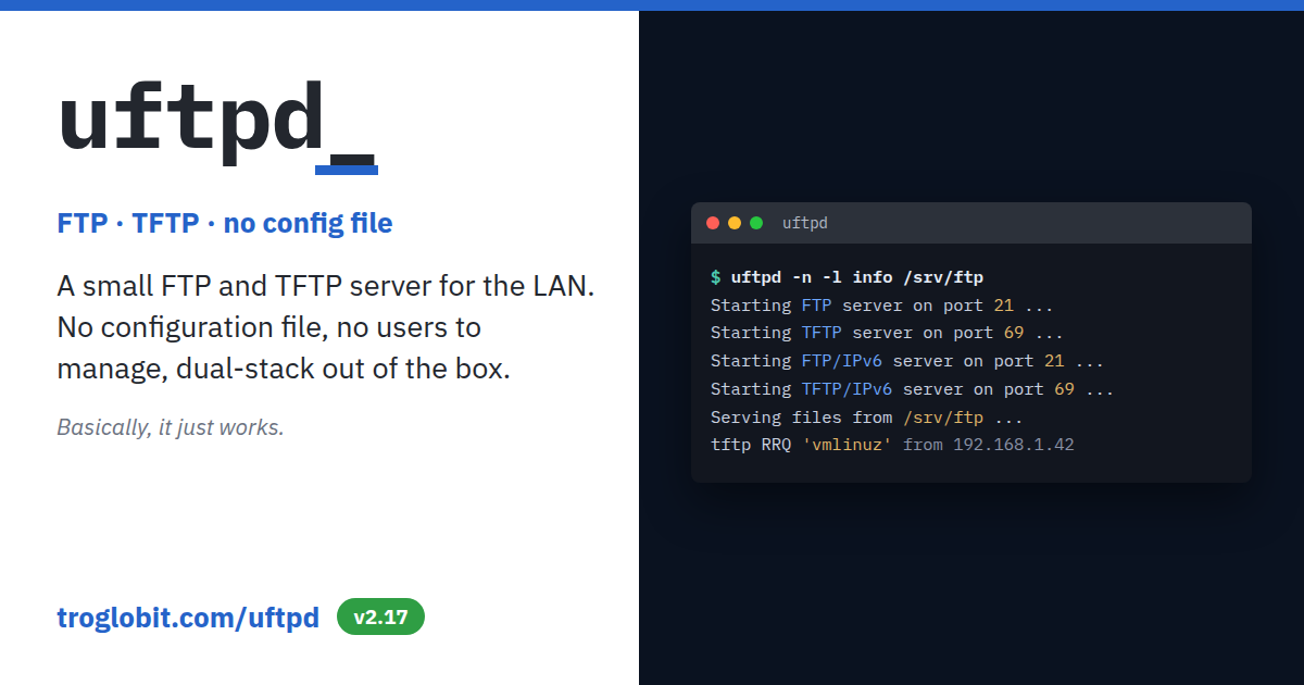 No nonsense FTP/TFTP server social card